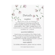 Minimal Blush Floral Elegant Wedding Details Cards
