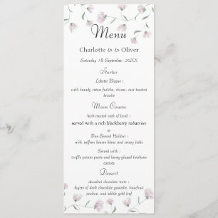 Minimal Blush Floral Elegant Wedding Menu Template