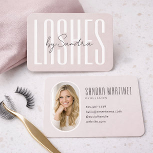 Minimal Blush Lash Business Card with Photo Mode