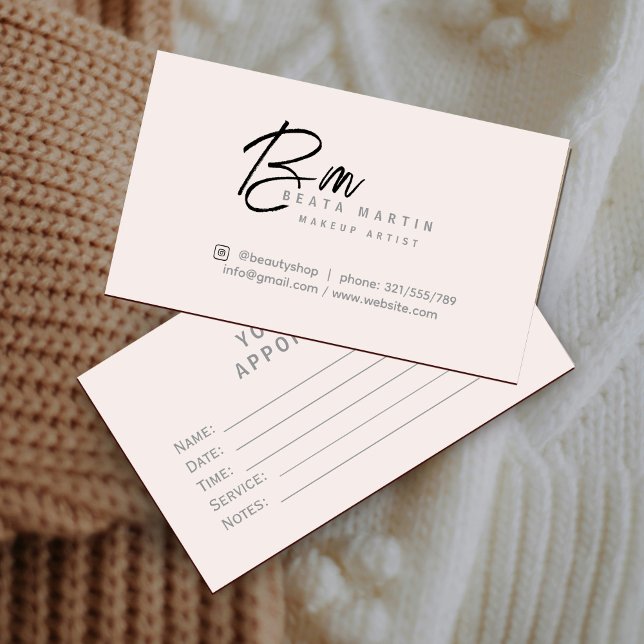 Minimal Blush Monogram Makeup Artist Branding Card (Minimal Blush Monogram Makeup Artist Branding Card #sewing #tailor #yournextorder #minmalistcard)