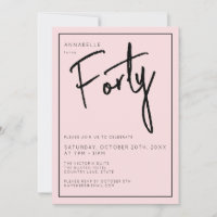 Minimal Blush Pink 40th Fortieth Birthday