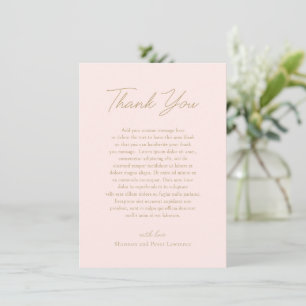 Minimal Blush Pink and Gold Photo Elegant Wedding Thank You Card