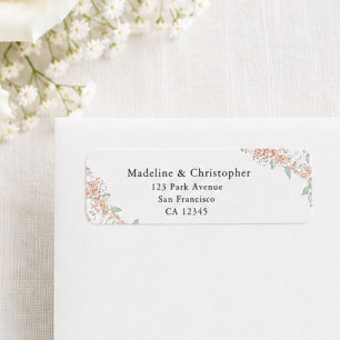 Minimal Blush Pink Floral Wedding Return Address