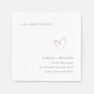 Minimal Blush Pink Heart Any Year Anniversary Napkin