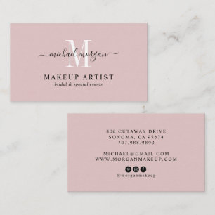 Minimal Blush Pink Makeup Artist Business Card