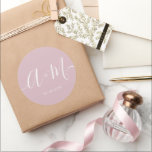 Minimal blush pink Monogram Script Wedding  Classic Round Sticker<br><div class="desc">Elevate your wedding details with the Minimalist Monogram Script Custom Wedding Date Sticker. This elegant and personalised sticker adds a touch of sophistication to your wedding stationery, allowing you to showcase your monogram and wedding date in a simple yet impactful way. White typography script on blush pink. The sticker features...</div>
