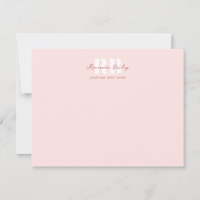 Minimal Blush Pink Monogrammed Card (Front)