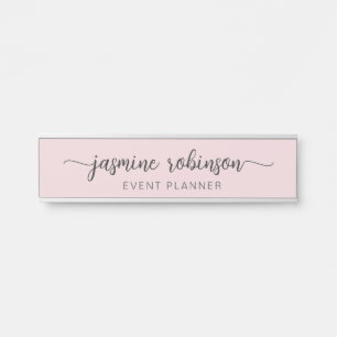 Minimal Blush Pink Professional Monogram Signature Door Sign