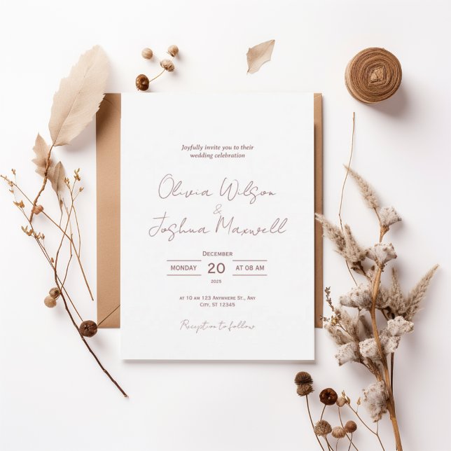Minimal Blush Script Wedding Invitation | Elegant  (Creator Uploaded)
