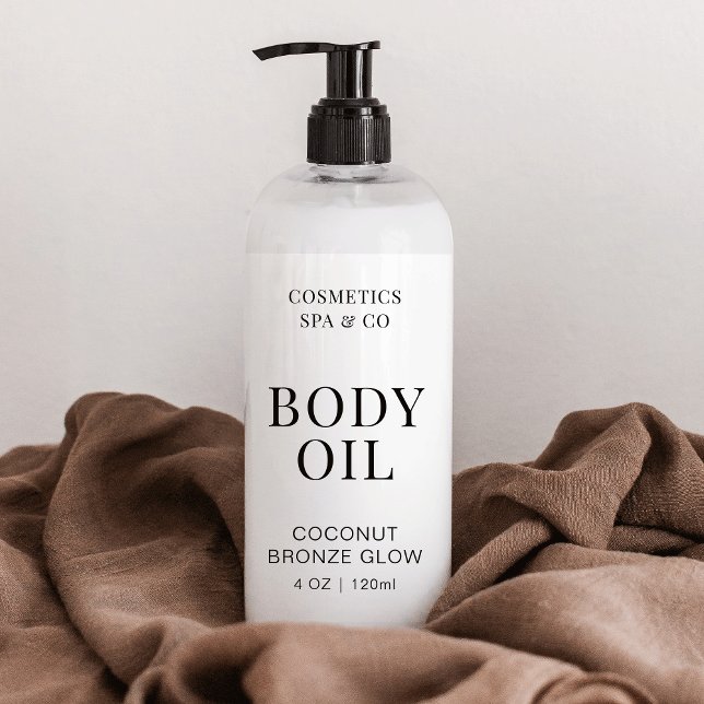 Minimal Body Oil 4 OZ Cosmetic Bottle Wrap Around Rectangular Sticker (Minimalist label for body oil, lotion, soap and more. Perfect for cosmetic bottles)