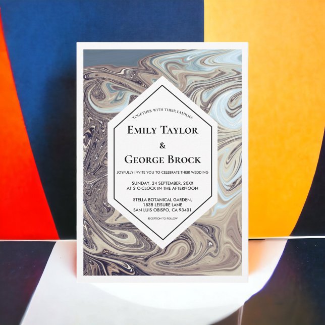 Minimal Bohemian Earth Tone Abstract Art Wedding Invitation (Creator Uploaded)