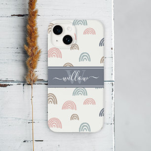 Minimal Boho Aesthetic Rainbow Monogram Case-Mate iPhone 14 Case