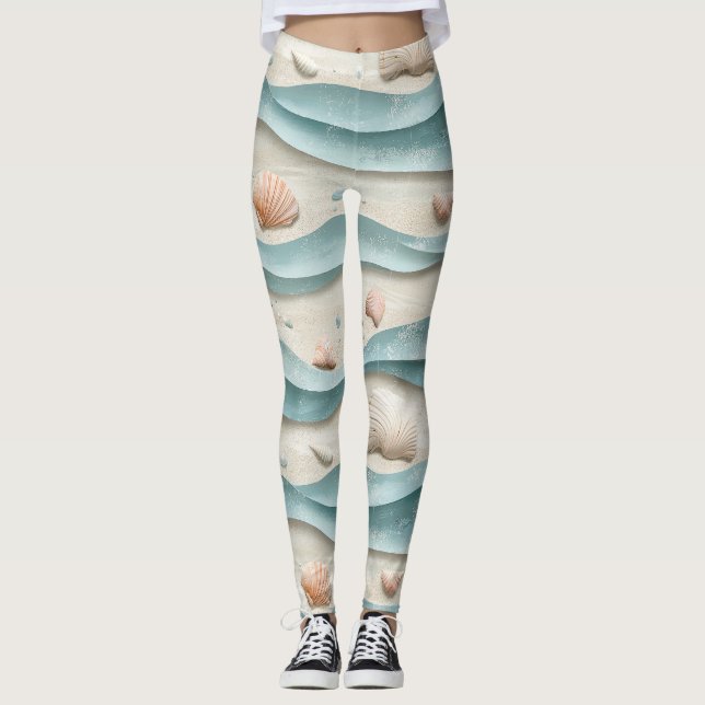 Minimal Boho Beach Pattern Leggings (Front)