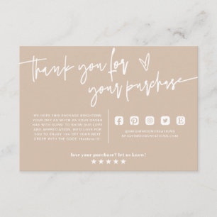 Minimal Boho Beige Earth Thank You Package Insert