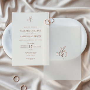 Minimal Boho Botanical Wedding  Vellum Invitations