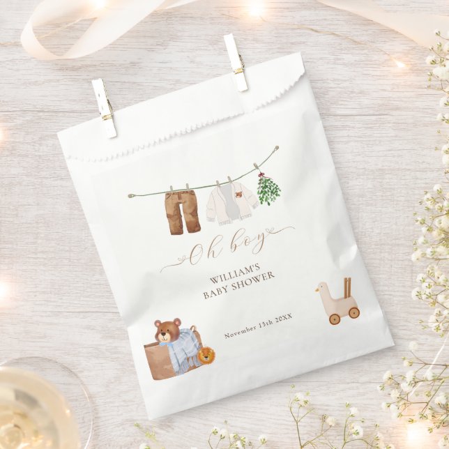 Minimal Boho Boy Clothes Baby Shower Favour Bags (Clipped)