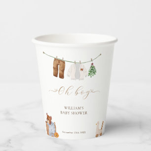 Minimal Boho Boy Clothes Baby Shower Paper Cups