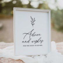 Minimal Boho Bridal Shower Advice and Wishes Sign