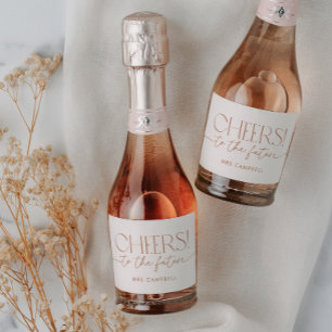 Minimal Boho Bridal Shower Neutral Sparkling Wine Label