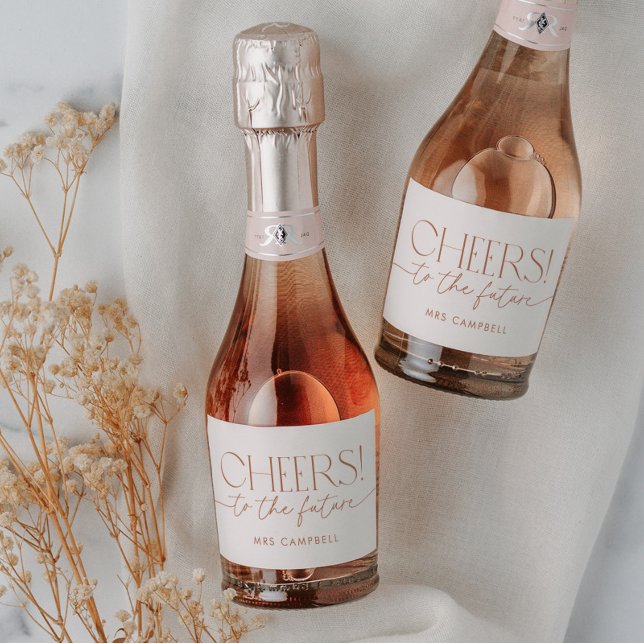 Minimal Boho Bridal Shower Neutral  Sparkling Wine Label (Minimal Boho Bridal Shower Mini Champagne Labels)