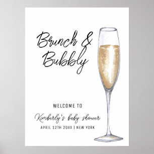 Minimal Boho Champagne Brunch Baby Shower Welcome Poster