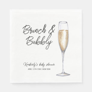 Minimal Boho Champagne Brunch Bubbly Baby Shower  Napkin