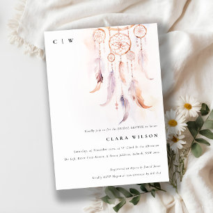 Minimal Boho Feather Dreamcatcher Bridal Shower Invitation