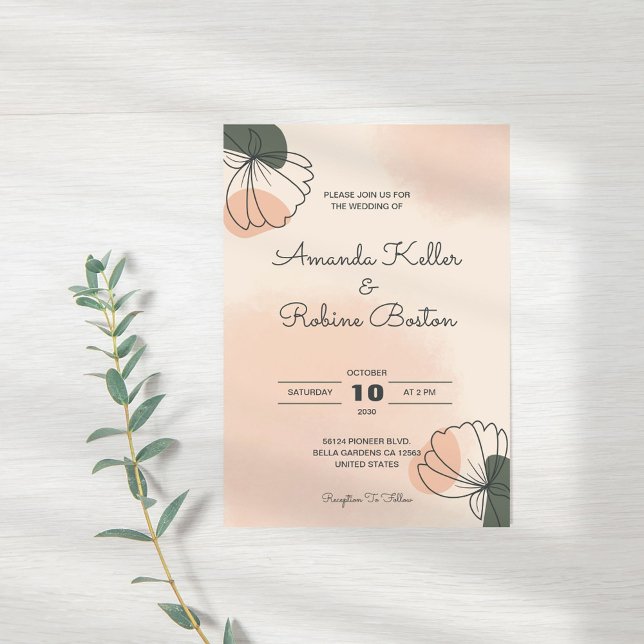 Minimal Boho Floral Wedding Invitation (Creator Uploaded)