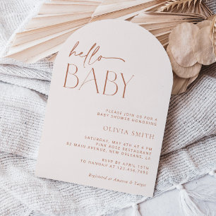Minimal Boho, Modern, Terracotta, Baby Shower Invitation