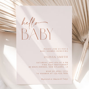 Minimal Boho, Modern, Terracotta, Baby Shower Invitation