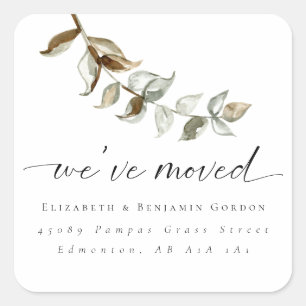 Minimal Boho Moving Announcement Bohemian Chic Square Sticker