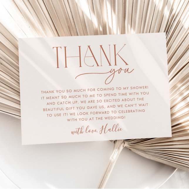 Minimal Boho Neutral Bridal Shower Thank You Card (Minimal Boho Bridal Shower Thank You Card)