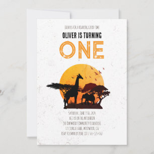 Minimal Boho Safari Wild One Birthday Invitation