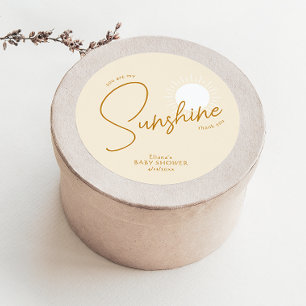 Minimal Boho Sunshine Beige Baby Shower Thank You Classic Round Sticker