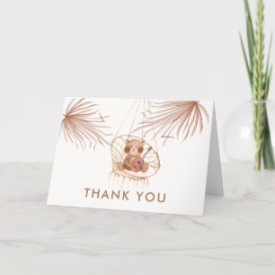 Minimal Boho Teddy Bear Beach Baby Shower Thank You Card