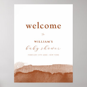 Minimal Boho Terracotta Ombre Baby Shower Welcome Poster