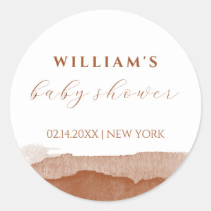 Minimal Boho Terracotta Ombre Desert Baby Shower  Classic Round Sticker