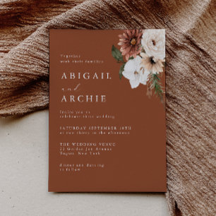 Minimal Boho Terracotta Wedding Invitation
