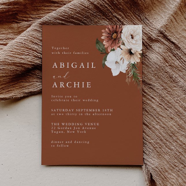 Minimal Boho Terracotta Wedding  Invitation (Creator Uploaded)