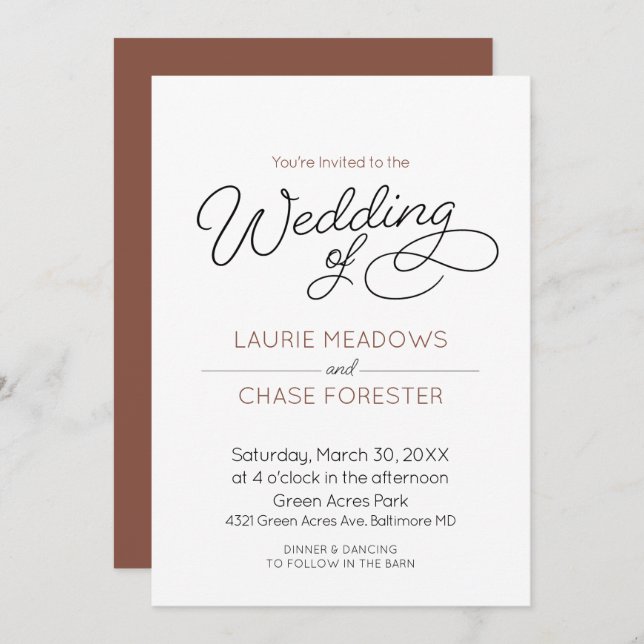 Minimal Boho Wedding Invitation (Front/Back)
