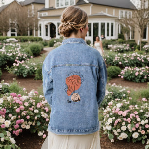 Minimal Boho Wild Flower , bohemiam minimal Bride Denim Jacket