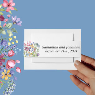 Minimal Boho Wildflower Belly Band Invitation Belly Band
