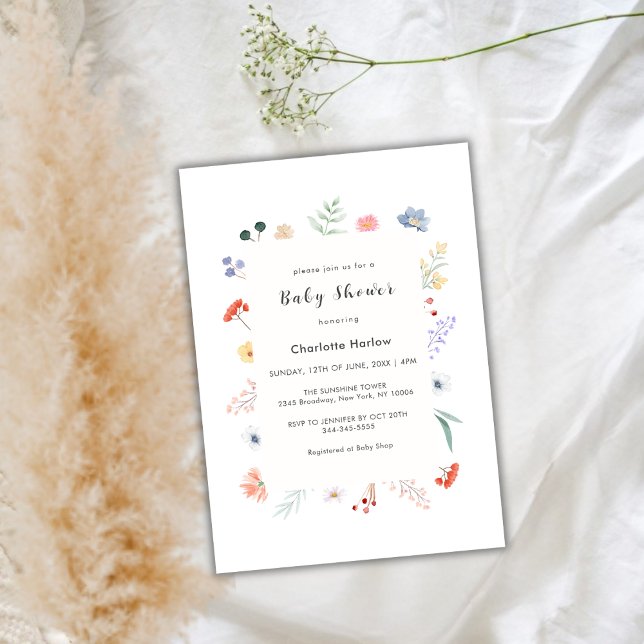 Minimal Boho Wildflower Floral Frame Baby Shower Invitation (https://www.zazzle.com/z/pjl6vgb8?rf=238856999547918347)