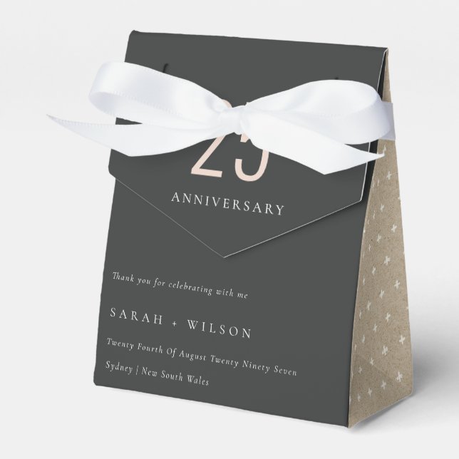 Minimal Bold Black Blush Any Year Anniversary Favour Box (Front Side)
