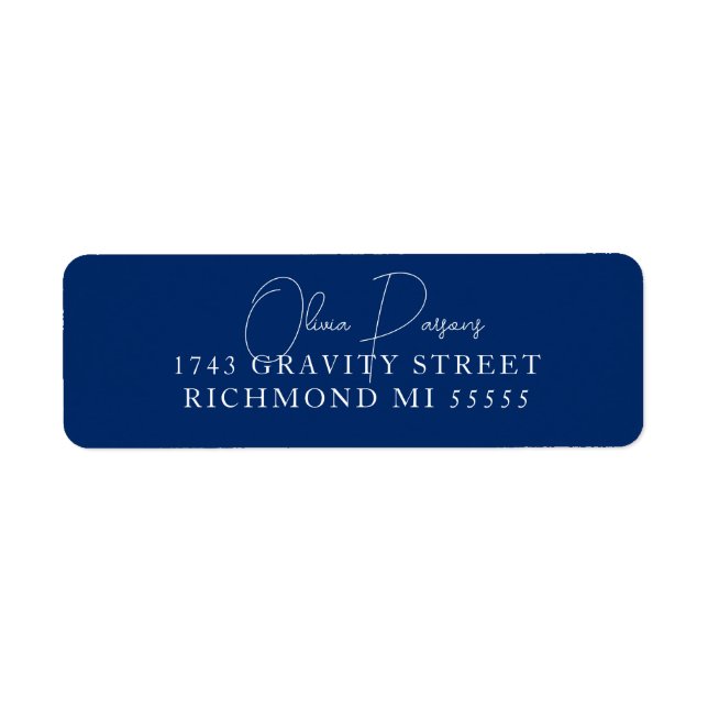 Minimal Bold Blue Scripted Label (Front)