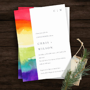 Minimal Bold Colourful Pride Rainbow Couples Showe Invitation