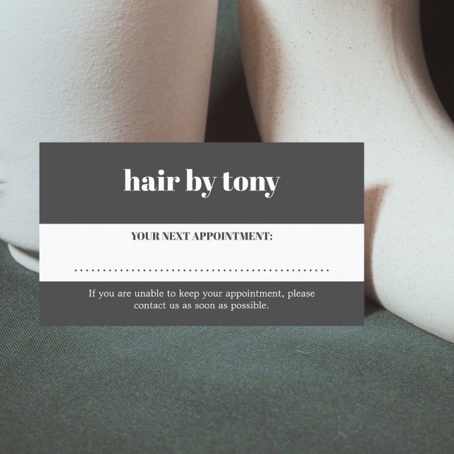 Minimal Bold Dark Grey White Salon Appointment Card (Creator Uploaded)