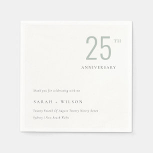 Minimal Bold  Dusky Blue Any Year Anniversary Napkin