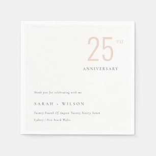 Minimal Bold  Dusky Blush Any Year Anniversary  Napkin