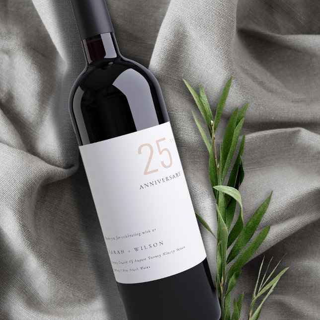 Minimal Bold Dusky Blush Any Year Anniversary Wine Label (Creator Uploaded)